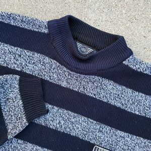 Vintage IOU Legendary Striped Knit Mock Neck Sweater‎